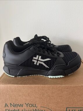 KURU walking shoes women’s Black Low-Top Sneakers with Silver Logo